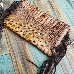 Genuine Leather Savannah Gator Embossed Clutch